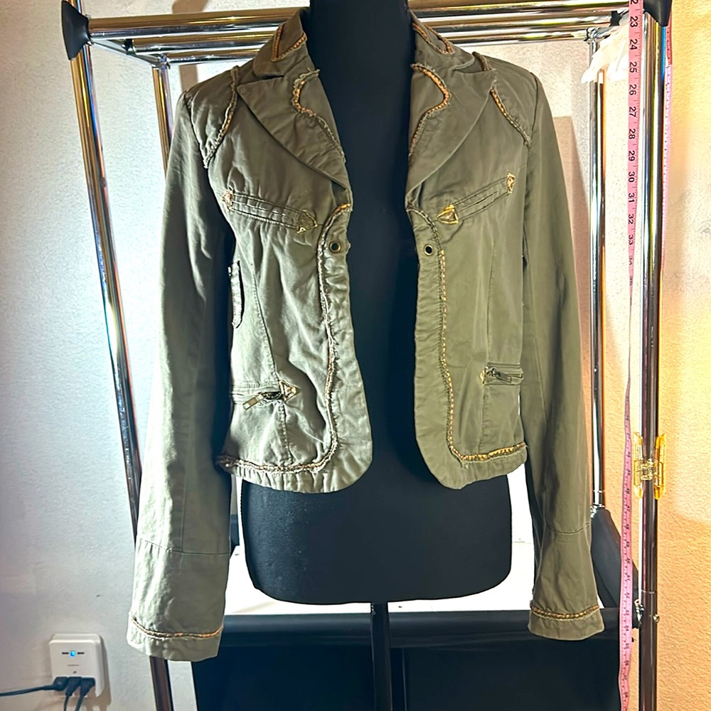 Embroidered Military Jacket Women‎ SZ M Utility Army Style Boho Statement Jacket